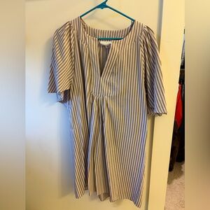 Pomander Place Finley Flutter Sleeve Lilac Striped Dress